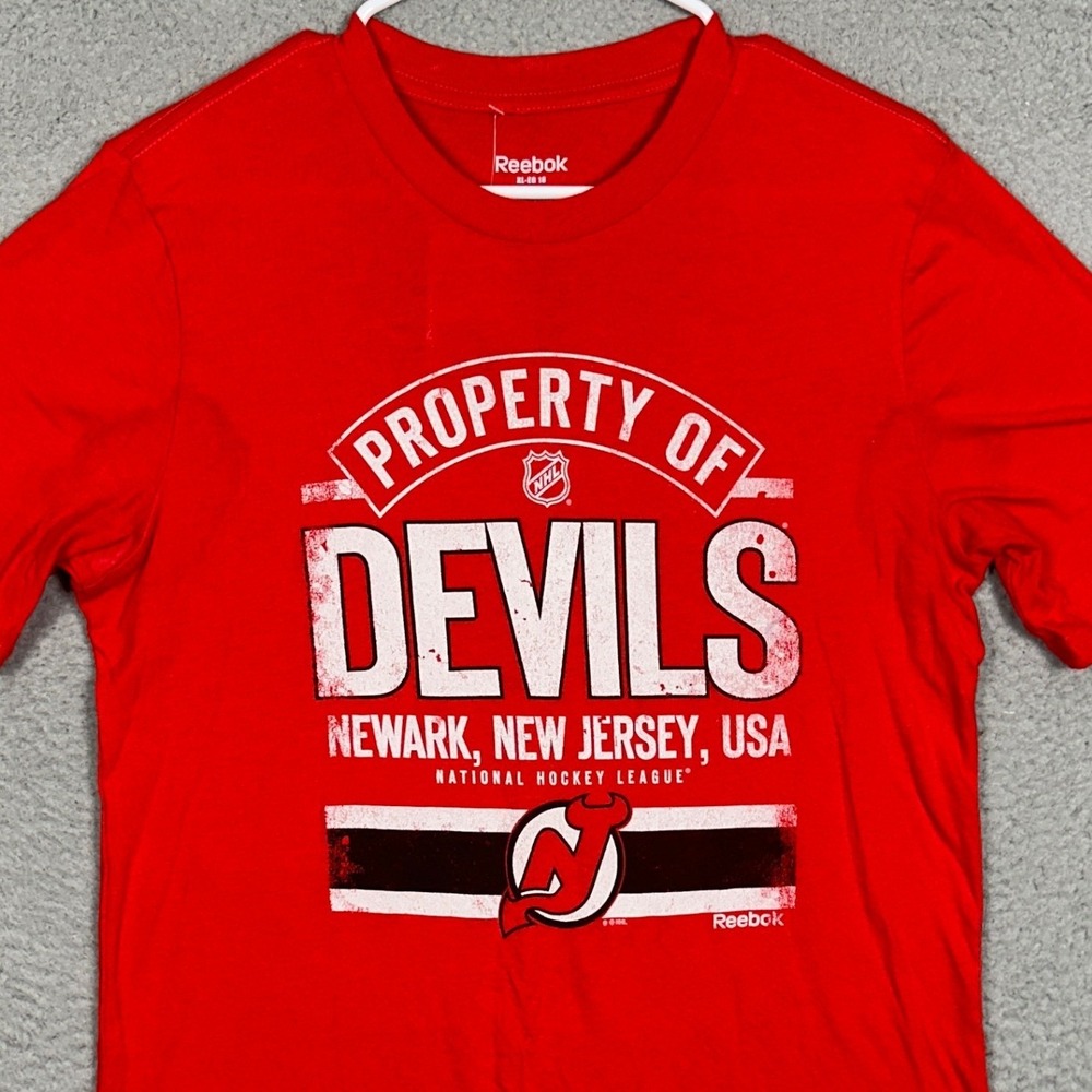 NEW New Jersey Devils Reebok T-Shirt Mens XL Red NHL Graphic Tee Short Sleeve